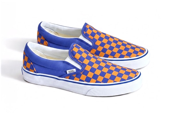 Vans Classic Slip-On “Knicks” Checkerboard Blue/Orange VN000EACBLQ new york