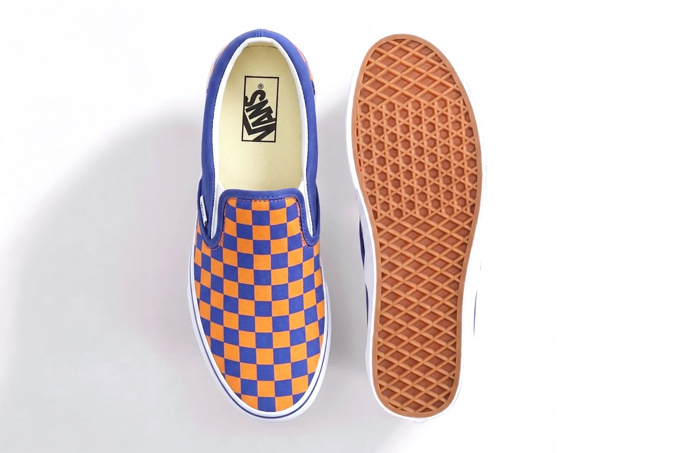 Vans Classic Slip-On “Knicks” Checkerboard Blue/Orange VN000EACBLQ new york