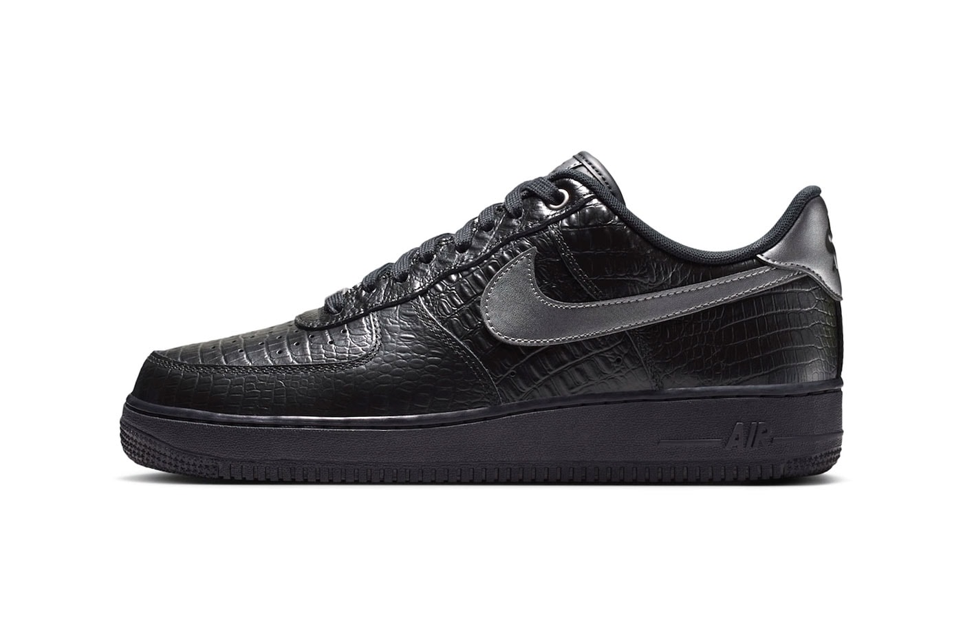 Nike Air Force 1 Low "Triple Black Croc" Release Info Black/Metallic Dark Grey IV6306-010