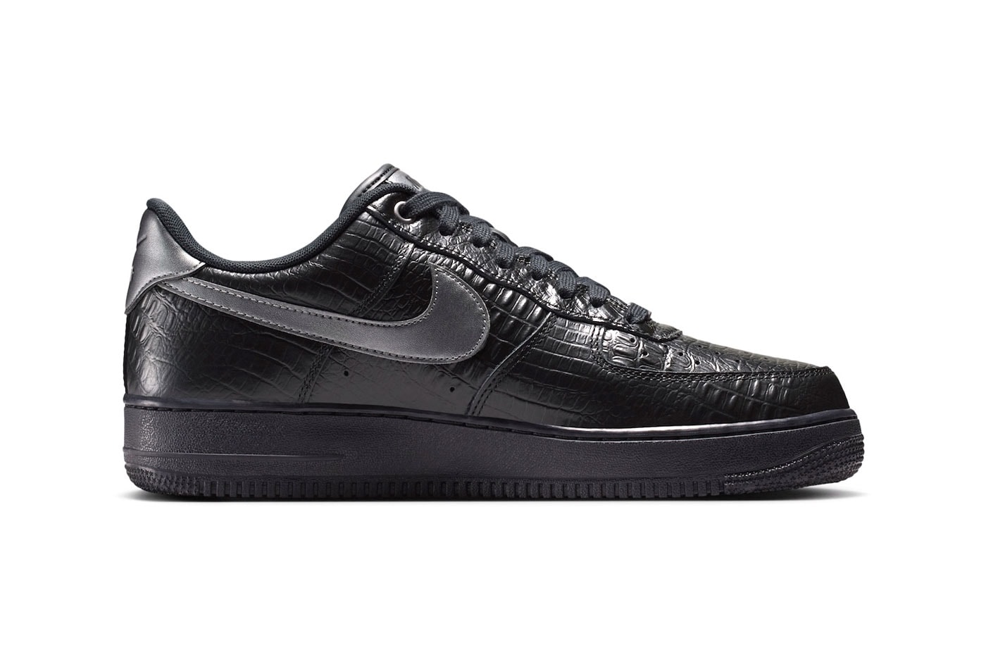 Nike Air Force 1 Low "Triple Black Croc" Release Info Black/Metallic Dark Grey IV6306-010