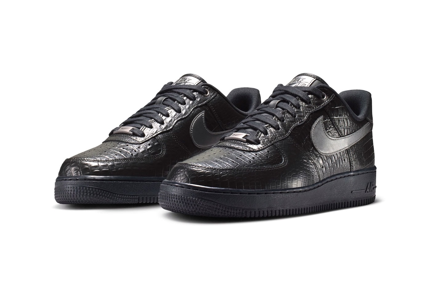 Nike Air Force 1 Low "Triple Black Croc" Release Info Black/Metallic Dark Grey IV6306-010