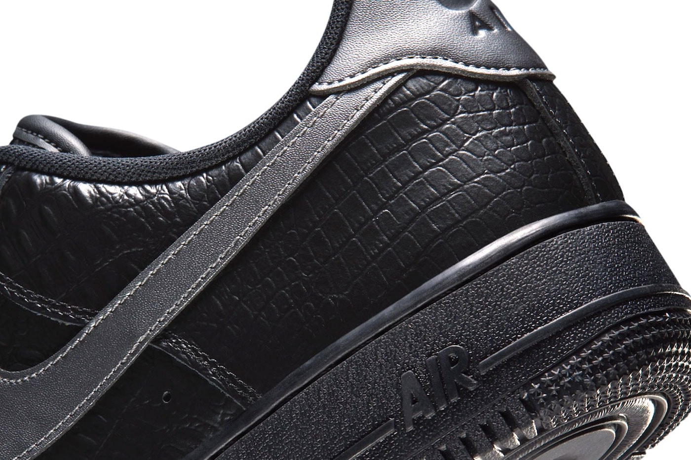 Nike Air Force 1 Low "Triple Black Croc" Release Info Black/Metallic Dark Grey IV6306-010
