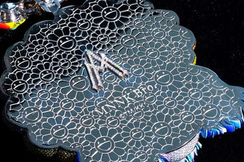 Alex Moss Crafts One-Of-One "Self Portrait" Diamond Chain for Takashi Murakami rainbow diamonds pave flowers colorful vibrant