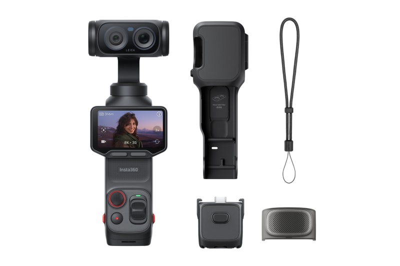 Insta360 Luna Ultra 8K handheld gimbal camera with Leica dual-lens system and detachable OLED touchscreen remote