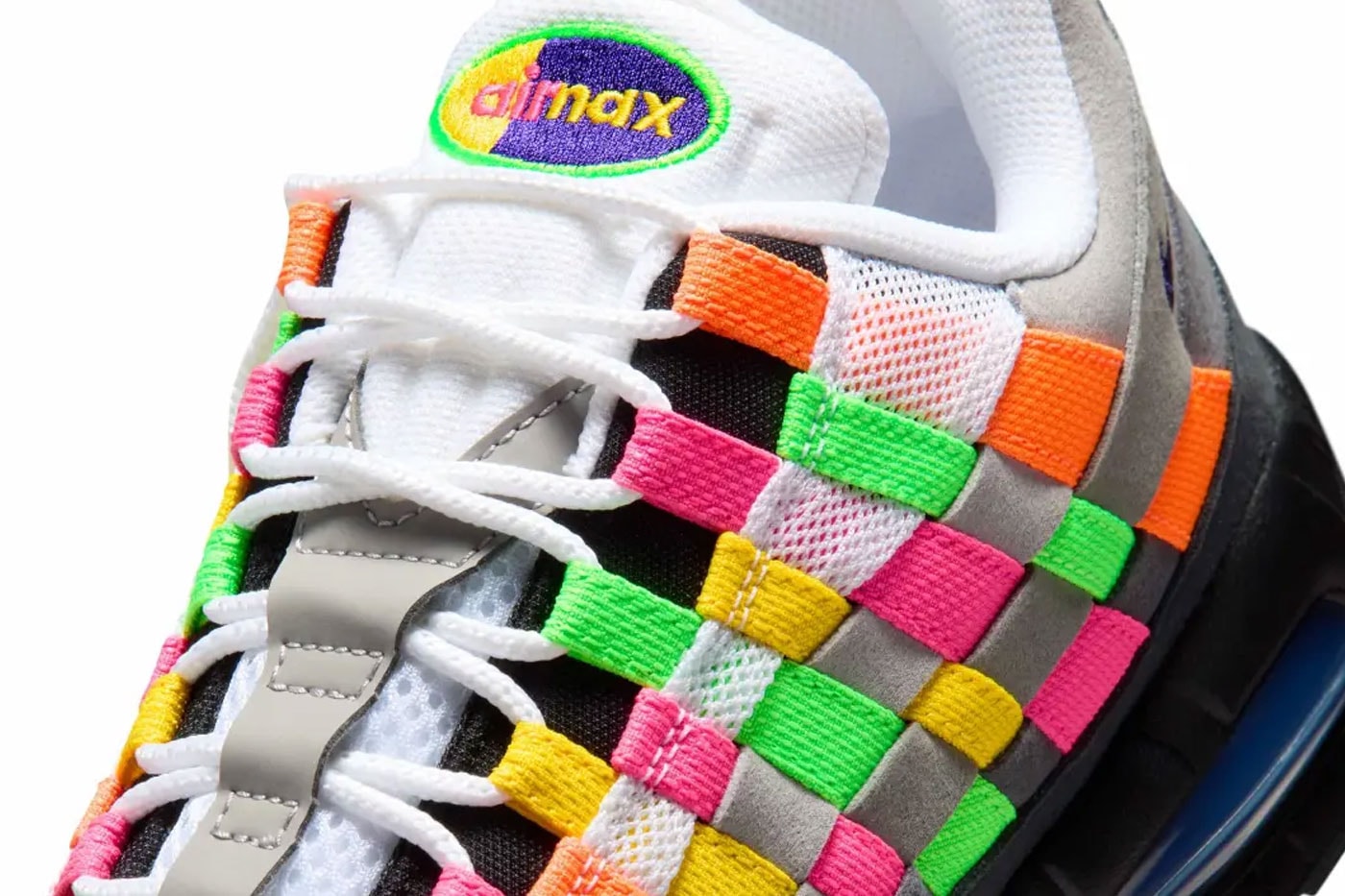 Official Look at the Nike Air Max 95 Woven "Multi" White/Purple Dynasty-Pearl Grey IB3695-100 release info