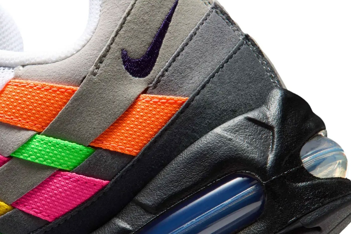 Official Look at the Nike Air Max 95 Woven "Multi" White/Purple Dynasty-Pearl Grey IB3695-100 release info