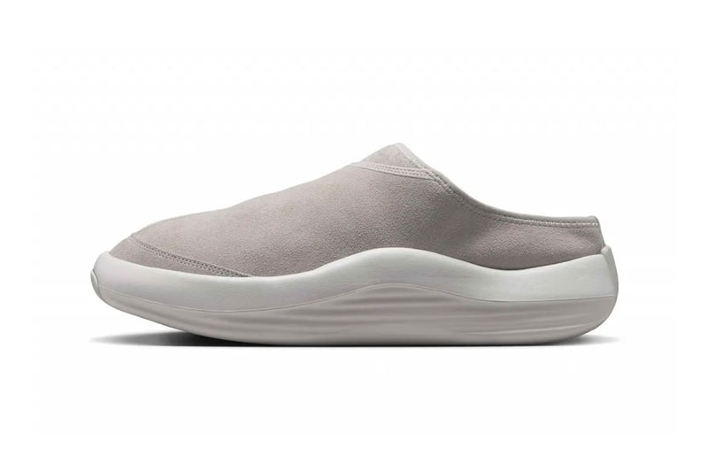 Jordan Future Mule in Light Iron Ore colorway with white and medium brown accents, backless slip-on silhouette - detail view 3