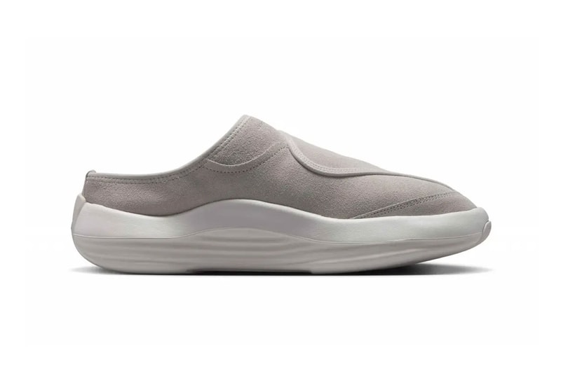 Jordan Future Mule in Light Iron Ore colorway with white and medium brown accents, backless slip-on silhouette - detail view 4