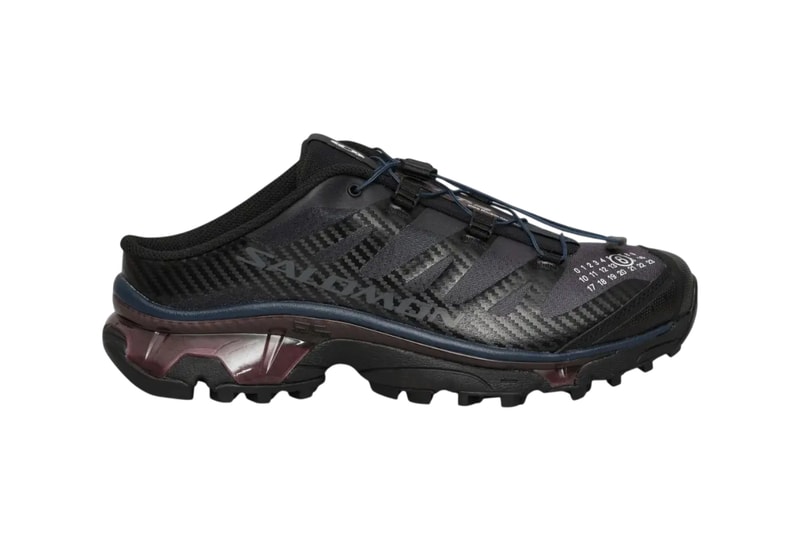 Sole view of the MM6 x Salomon XT-4 MULE showing aggressive Contagrip traction pattern