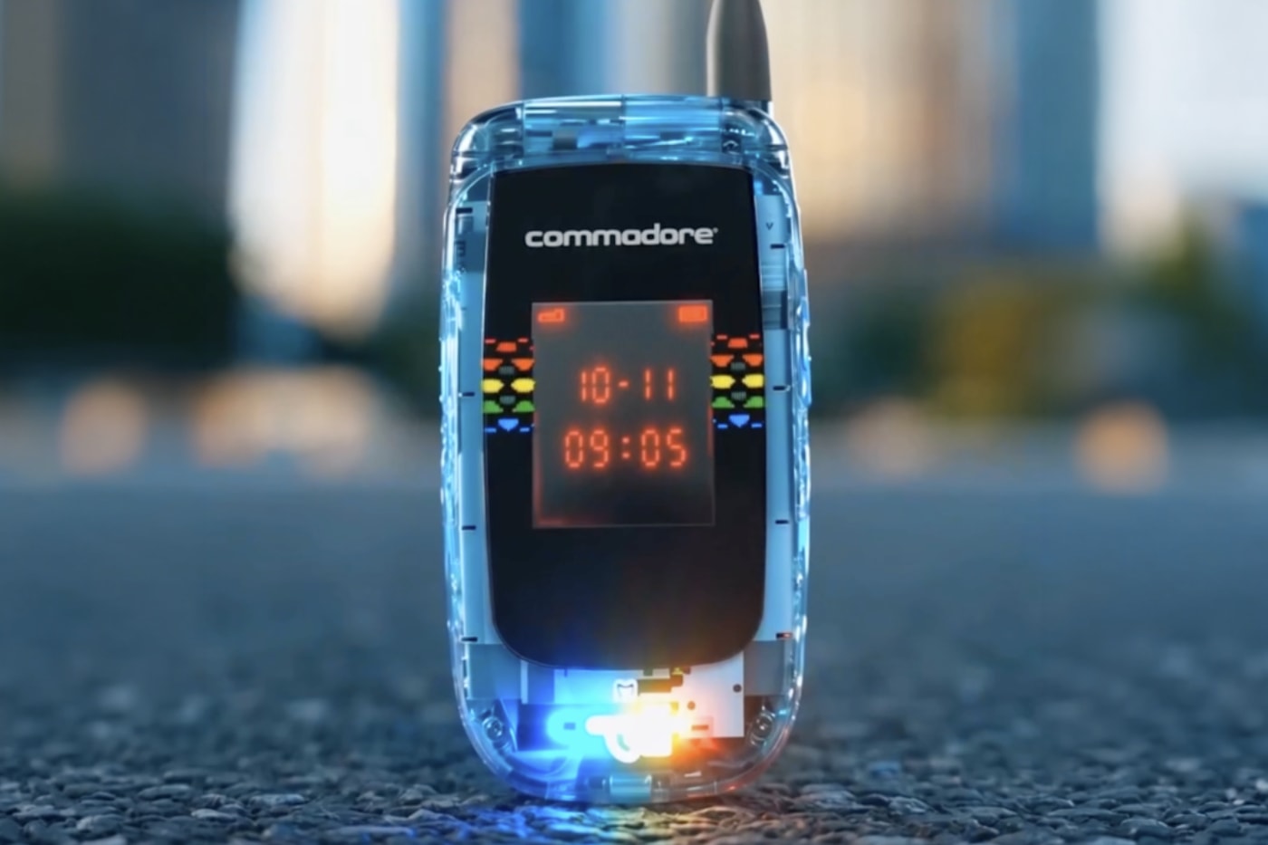 Commodore Callback 8020 retro flip phone with Sailfish OS and closed clamshell design