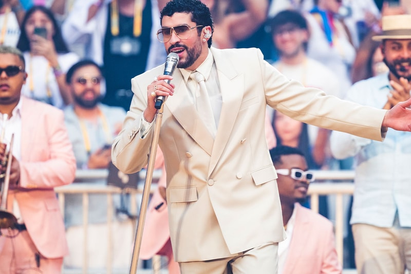 Bad Bunny during a live performance on the Debí Tirar Más Fotos tour