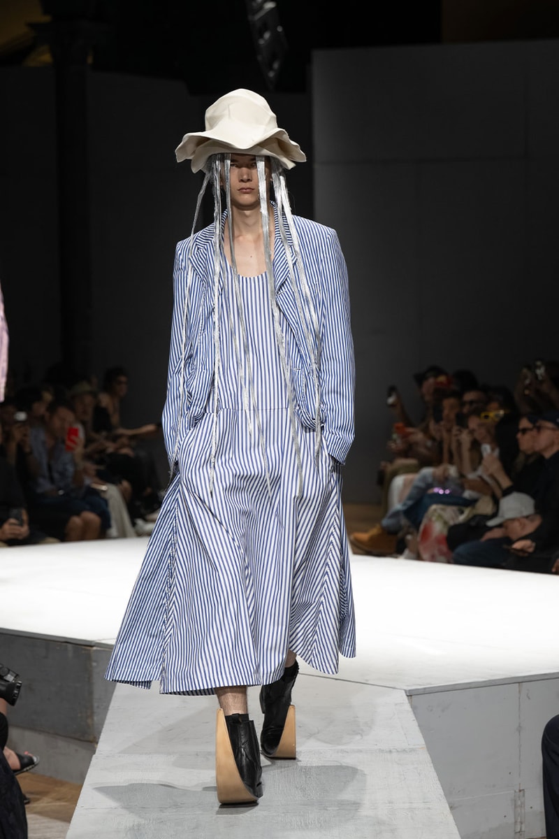 COMME des GARÇONS HOMME PLUS SS27 Debuts Dual-Act Show "If The War Were To End.." rei kawakubo paris fashion week