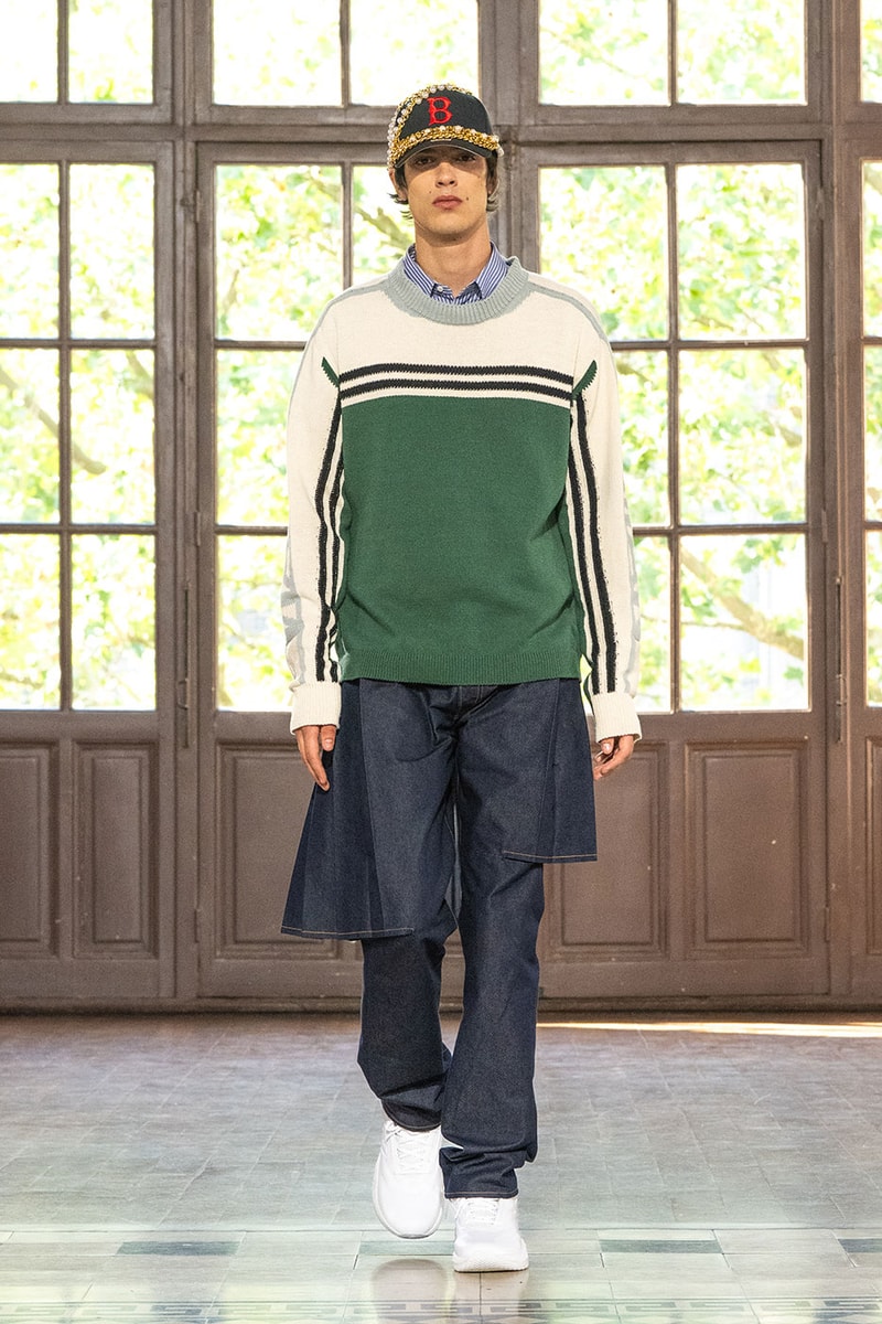 JUNYA WATANABE MAN SS27 Blends Streetwear Icons and Luxury Tailoring Under "BLING BLING BLING" Theme paris fashion week spring summer 2027 runway Kappa  Needles  Carhartt  Levi’s  Luigi Borrelli  Guy Rover  Maria Santangelo  INNERRAUM  47  HIDDEN   Union LA  DHL  Flake  New Balance  Heinrich Dinkelacker  Tricker's 