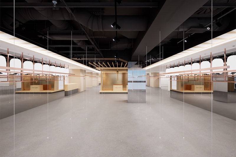 Lanterns punctuating the pathway through PUBLIC TOKYO flagship interior
