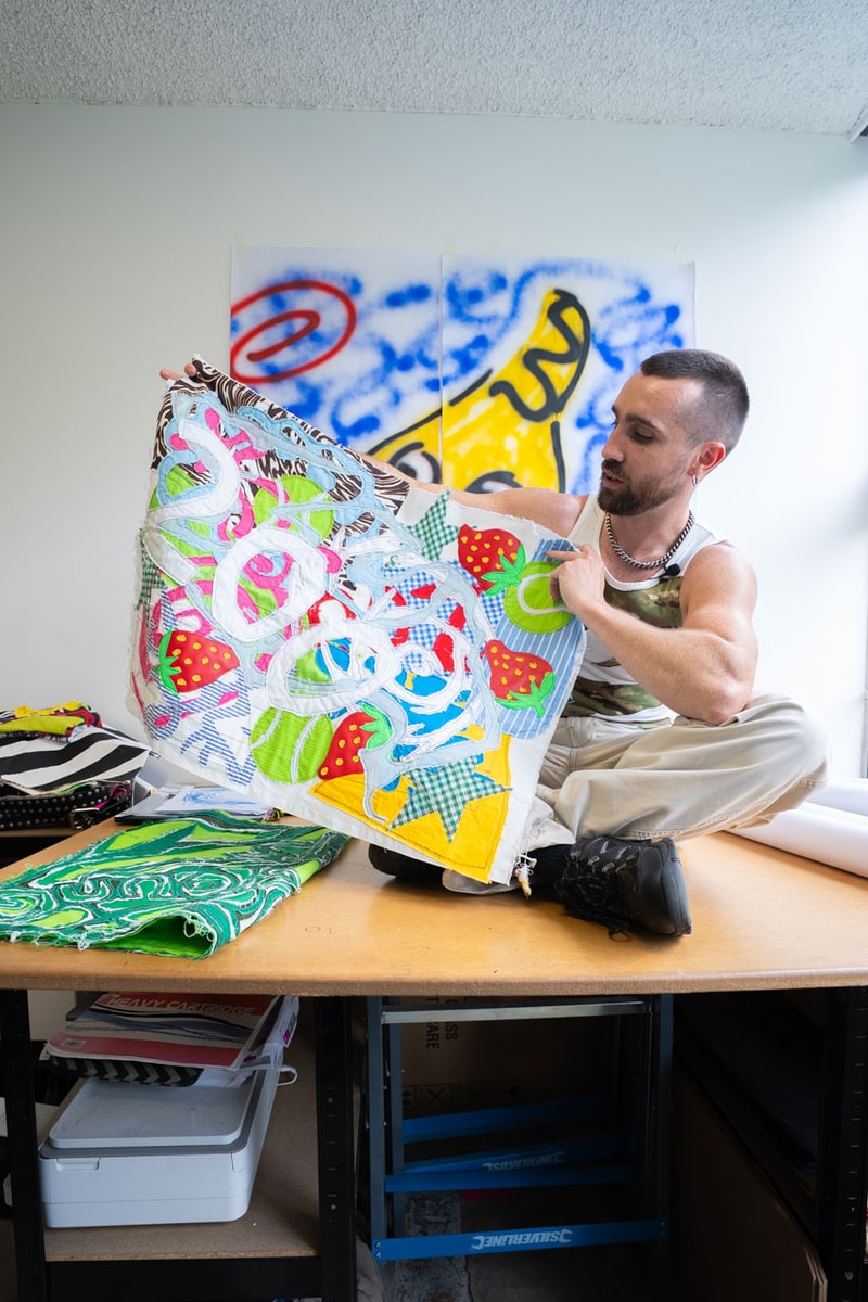 ed curtis evian® bottle bags 200 years young hypebeast visits london artist textiles artwork 