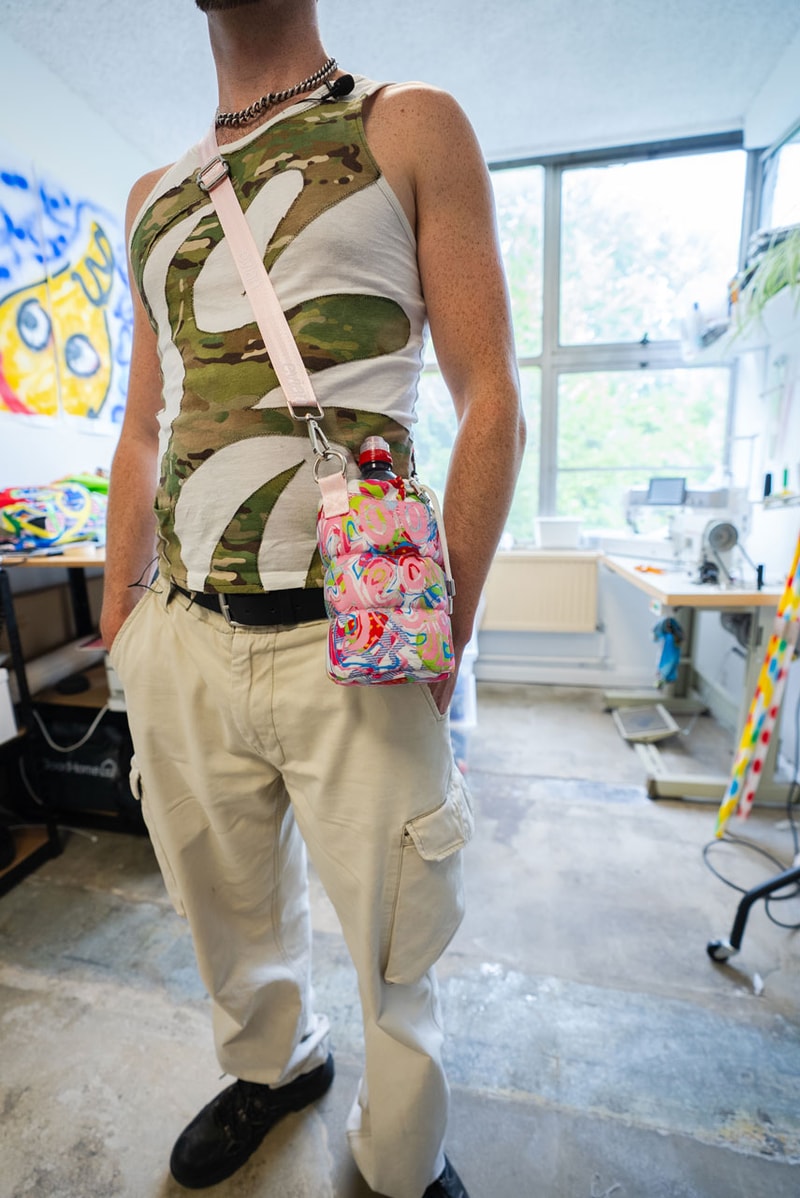 ed curtis evian® bottle bags 200 years young hypebeast visits london artist textiles artwork 