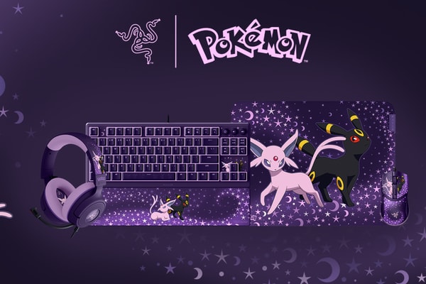 Pokémon Razer Espeon Umbreon Collection kraken v4x headset Ornata V3 Tenkeyless keyboard Cobra mouse Gigantus V2 mouse mat Release info