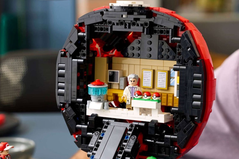LEGO's "Iconic Trainer Moments" Poké Ball Is a Masterclass in Hidden Brick Construction first-ever human Pokémon minifigures collaboration pokemon professor oak famous laboratory