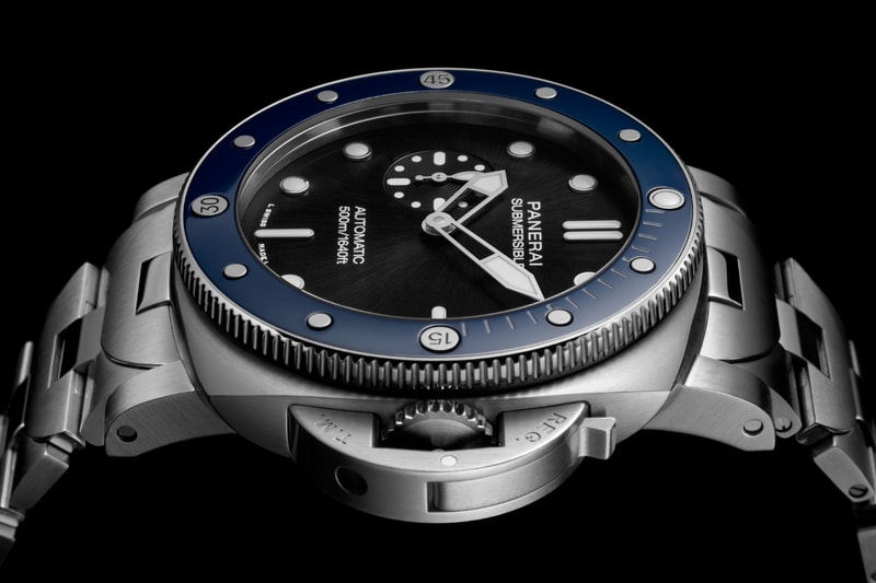Panerai Submersible 44mm PAM01756  P.980 calibre No-Date Black sunbrushed dial Adjustable metal bracelet release info 