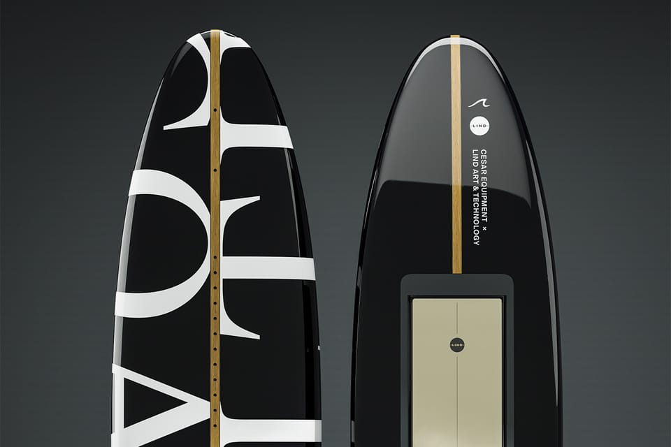 hypebeast.com - Sophie Caraan - LIND x Cesar Equipment Strap 27 Horsepower to a Limited-Edition Surfboard