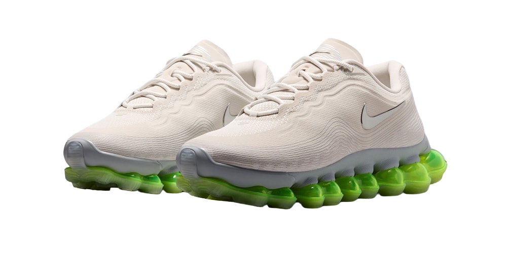 The Nike Air Liquid Max "Light Bone" Strips the Silhouette's Futuristic Sculpting Back to an Off-White Shell With Green Air Underfoot