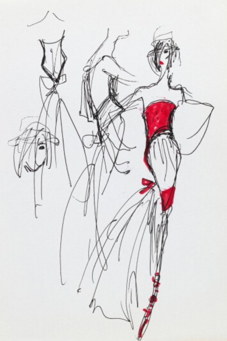 Karl Lagerfeld estate auction display at Sotheby’s Paris featuring sketches and personal items
