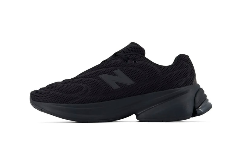New Balance 5030 Black/Black Metallic low-top sneaker, side profile showing debossed detailing and technical mesh upper - detail view 4