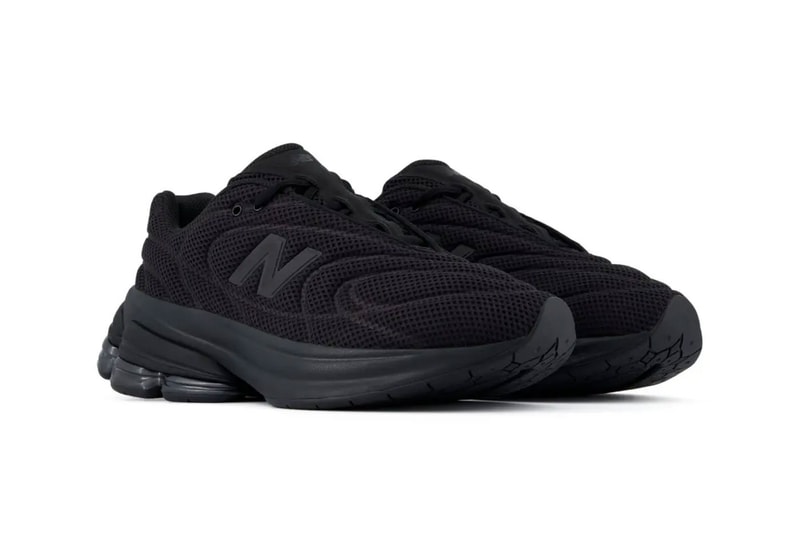 New Balance 5030 Black/Black Metallic low-top sneaker, side profile showing debossed detailing and technical mesh upper - detail view 5