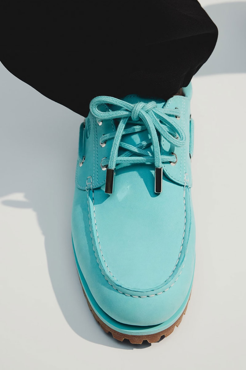 Jacquemus and Timberland Unveil the "Lagoon Blue" Authentic Boat Shoe collaboration release info