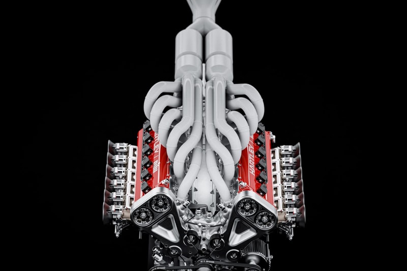 Nilu27 hypercar 6.5-liter naturally aspirated V12 engine on dyno test bench