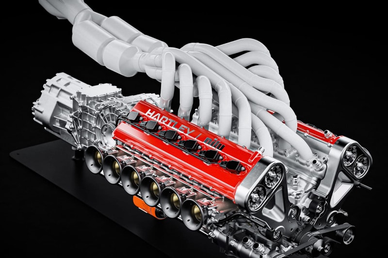 Nilu27 hypercar 6.5-liter naturally aspirated V12 engine on dyno test bench