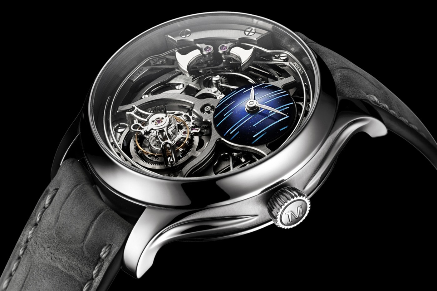 H.Moser & Cie. Endeavour Minute Repeater Cylindrical Tourbillon Skeleton Cosmic Rain Release Info Reference 1909-0501