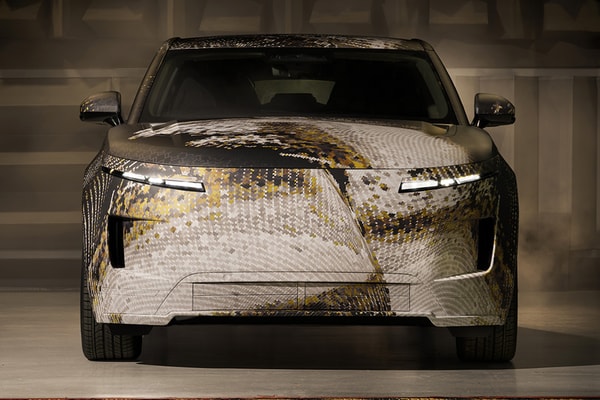 Range Rover GT prototype electric sport sedan in bespoke topographic camouflage