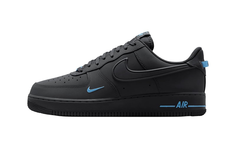 Nike Air Force 1 '07 in Anthracite and Football Blue with mixed-leather upper and perforated toe box - detail view 2
