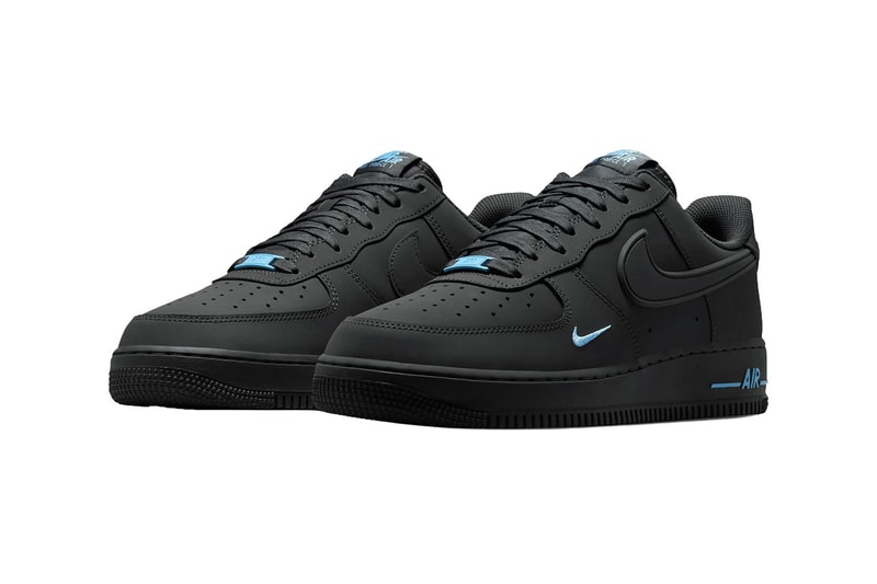 Nike Air Force 1 '07 in Anthracite and Football Blue with mixed-leather upper and perforated toe box - detail view 3