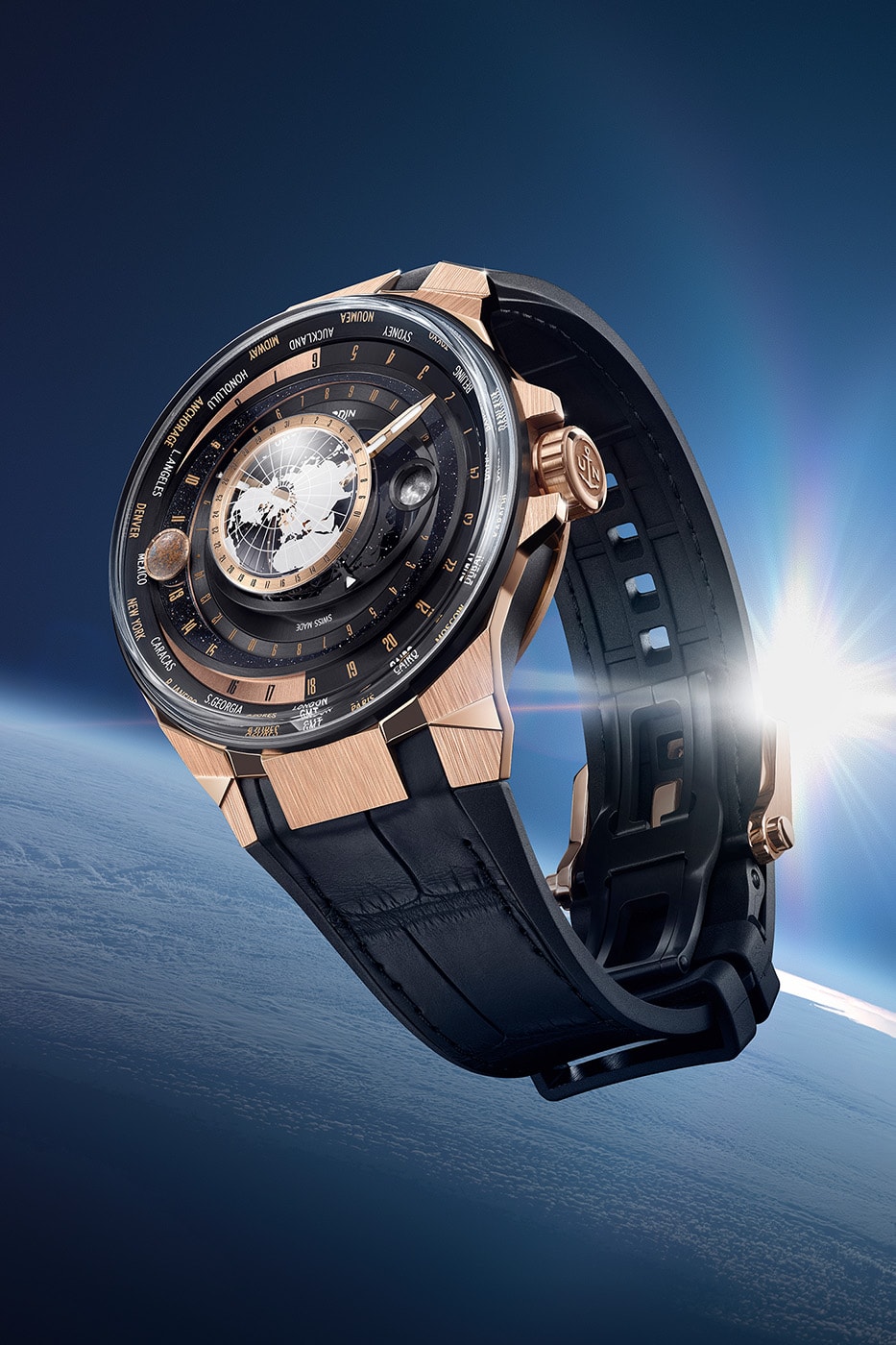 Ulysse Nardin Blast Moonstruck Limited Edition 1065-400LE-2A-BLACK/1A Aventurine dial Bronzite Sun indication Rose gold ring  UN-106 Manufacture caliber Release Info