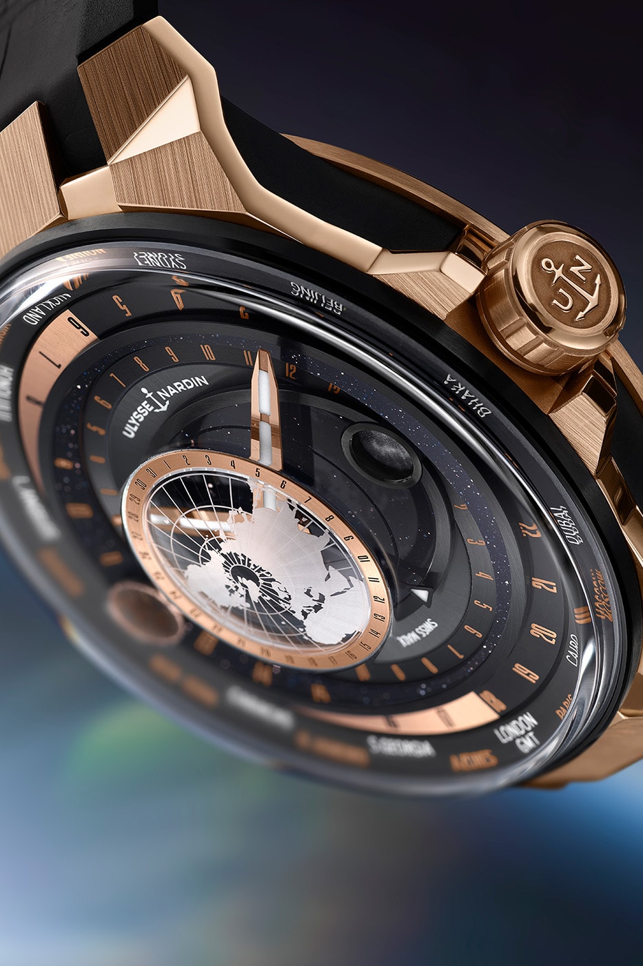 Ulysse Nardin Blast Moonstruck Limited Edition 1065-400LE-2A-BLACK/1A Aventurine dial Bronzite Sun indication Rose gold ring  UN-106 Manufacture caliber Release Info