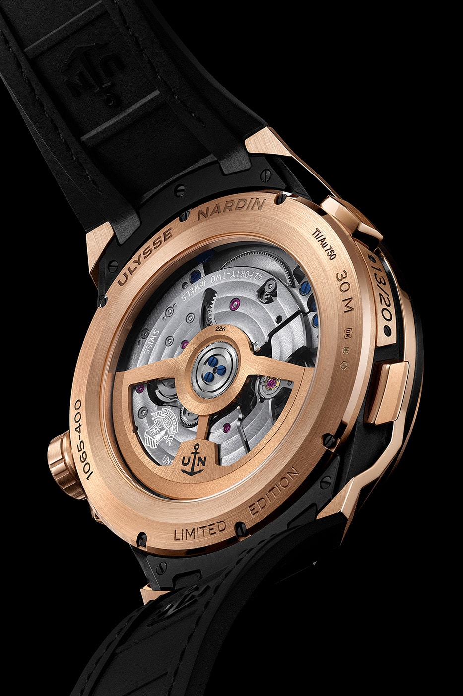 Ulysse Nardin Blast Moonstruck Limited Edition 1065-400LE-2A-BLACK/1A Aventurine dial Bronzite Sun indication Rose gold ring  UN-106 Manufacture caliber Release Info