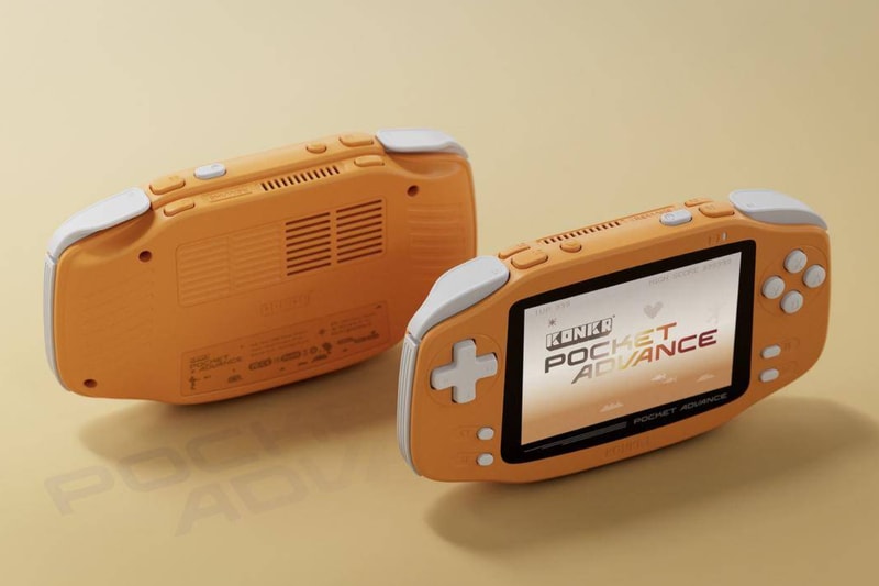 Ayaneo Konkr Pocket Advance handheld in navy blue and coral orange finishes