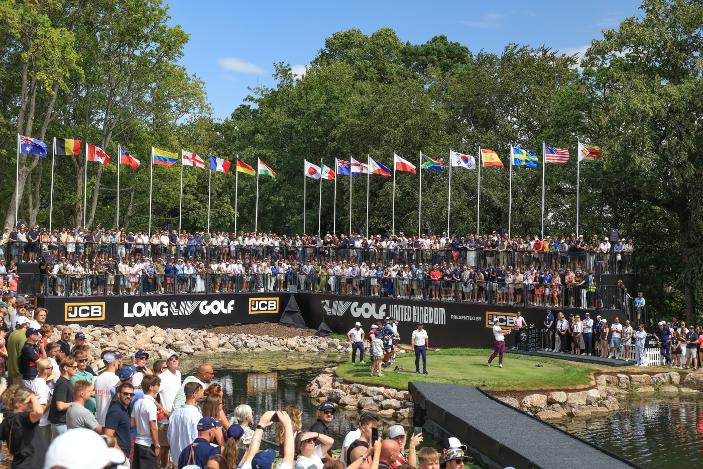 LIV Golf executives and players discuss new lead investor and player equity model at a tournament venue