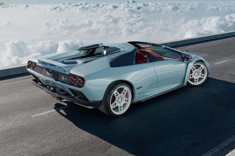 Eccentrica V12 Roadster restomod based on a Lamborghini Diablo with open-top design