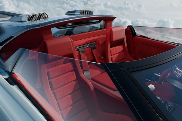 Eccentrica V12 Roadster restomod based on a Lamborghini Diablo with open-top design
