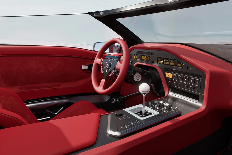 Eccentrica V12 Roadster restomod based on a Lamborghini Diablo with open-top design