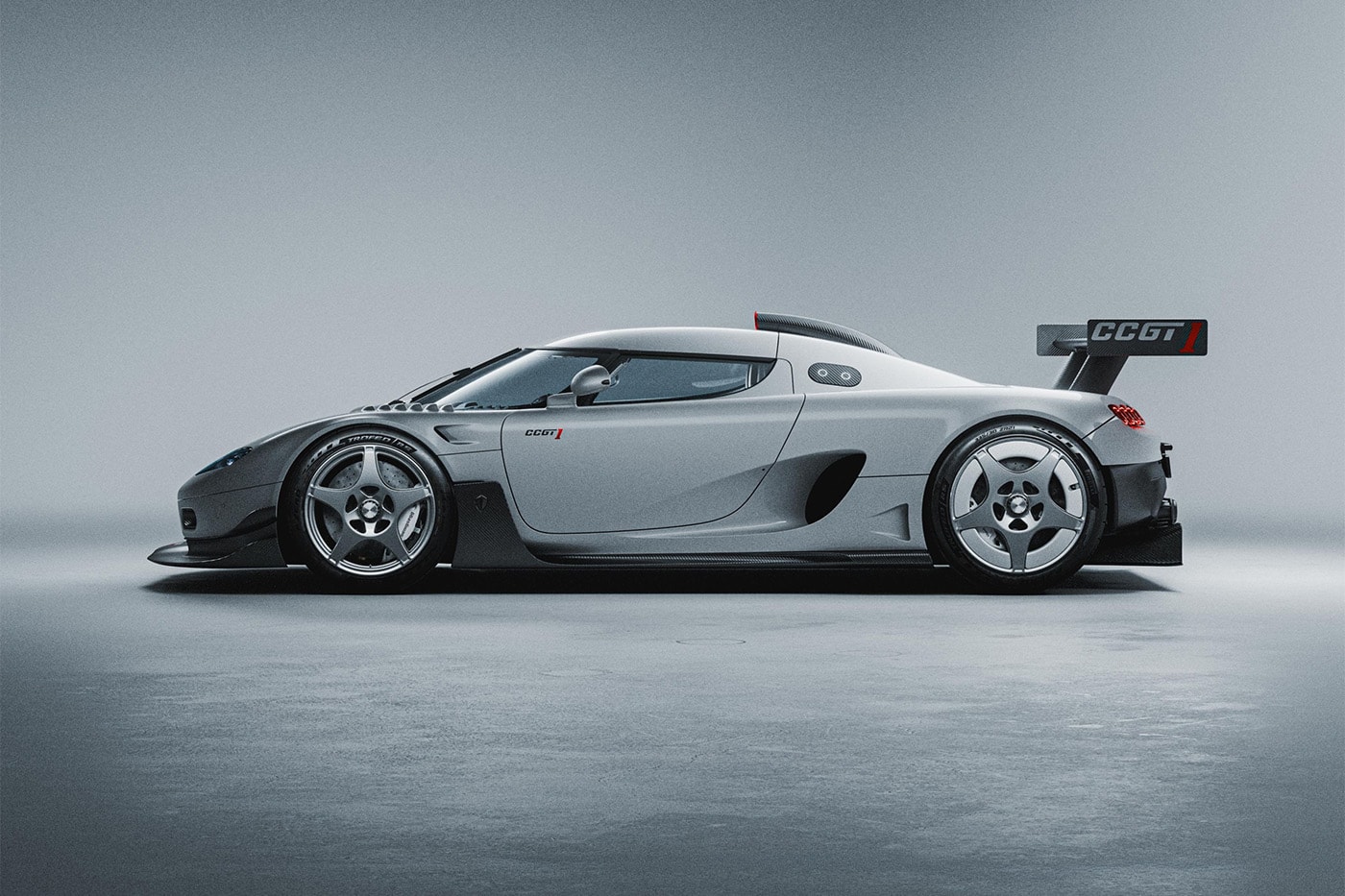 Koenigsegg CCGT1 hypercar with Ghost Fibre bodywork and active rear wing