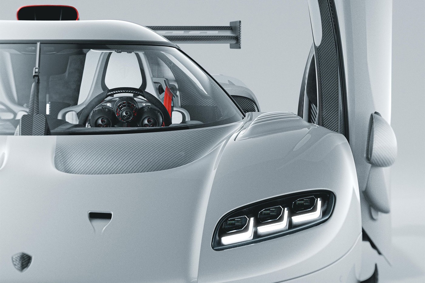 Koenigsegg CCGT1 hypercar with Ghost Fibre bodywork and active rear wing