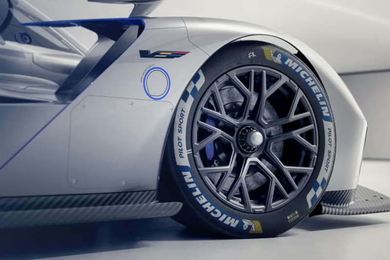 Cadillac V-One hypercar concept with silver to navy gradient livery on track