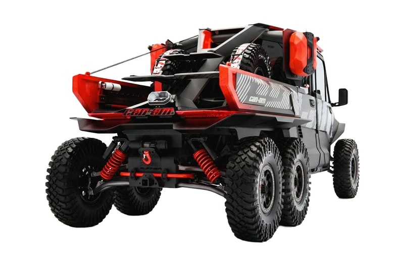 Can-Am Defender Prerunner and Maverick R XRay off-road concept vehicles displayed together at night