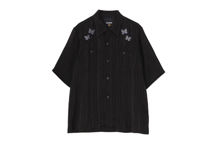 WILDSIDE Yohji Yamamoto x NEEDLES Stitch a Rose and a Butterfly Into a Satin Cowboy One-Up Shirt