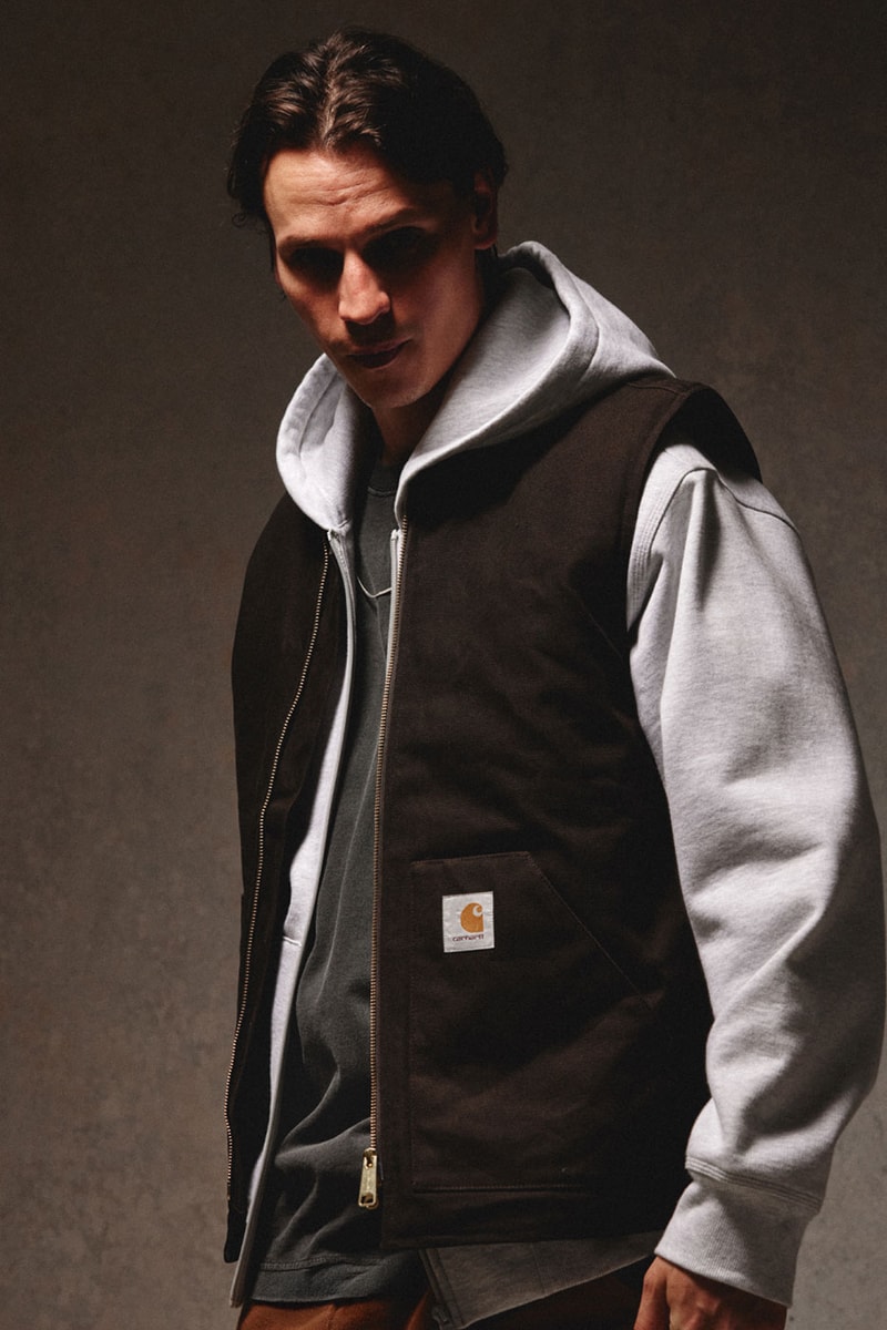 Carhartt WIP Icons FW26 Collection Release Info lookbooks Double and Single Knee Pants, the Michigan Coat, the Detroit and Active Jacket, and the Classic Vest