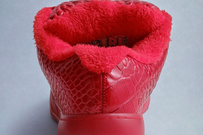 ERL Unveils the Croco Vamp in "Rouge" eli russell linnetz chunky shoes sneakers patent leather crocodile leather pattern croco